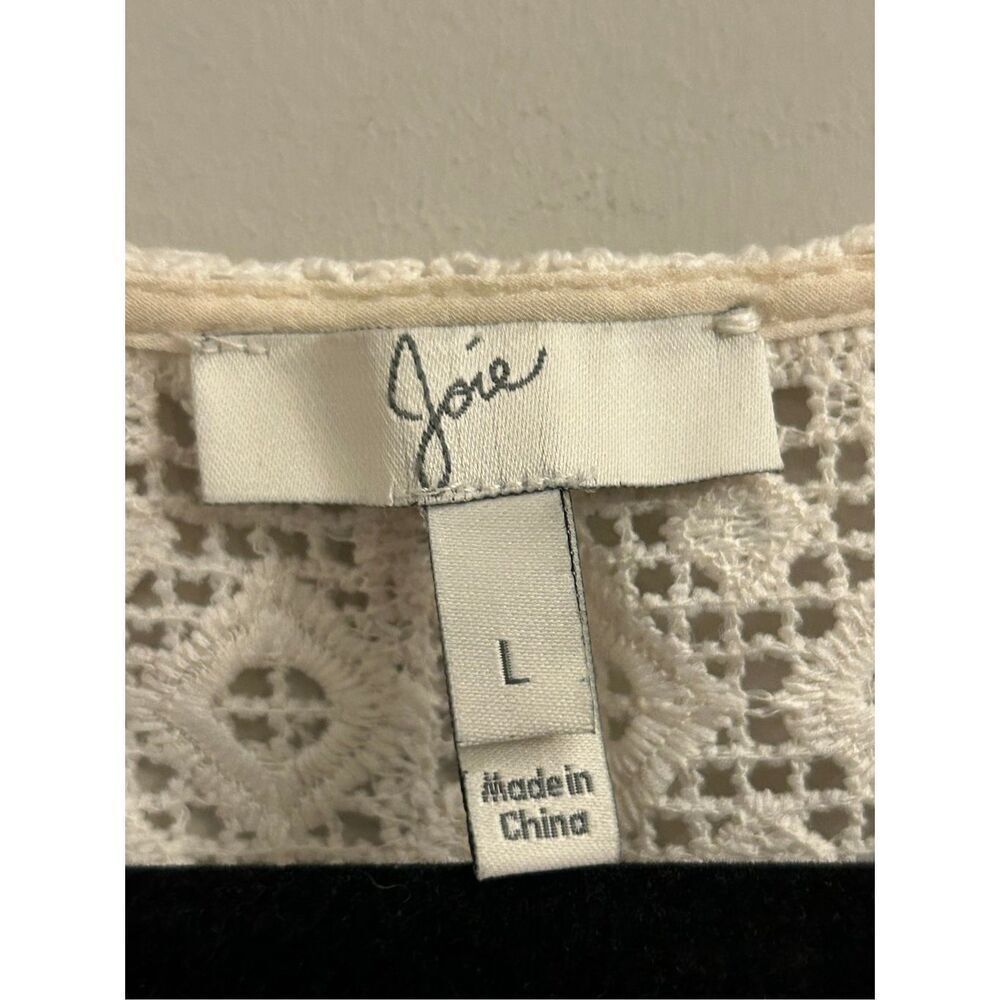 Joie multi media crochet lace silk blouse size L boho classic office - Picture 3 of 6